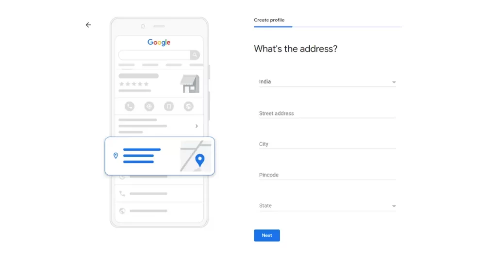 screenshot of google my business setup process